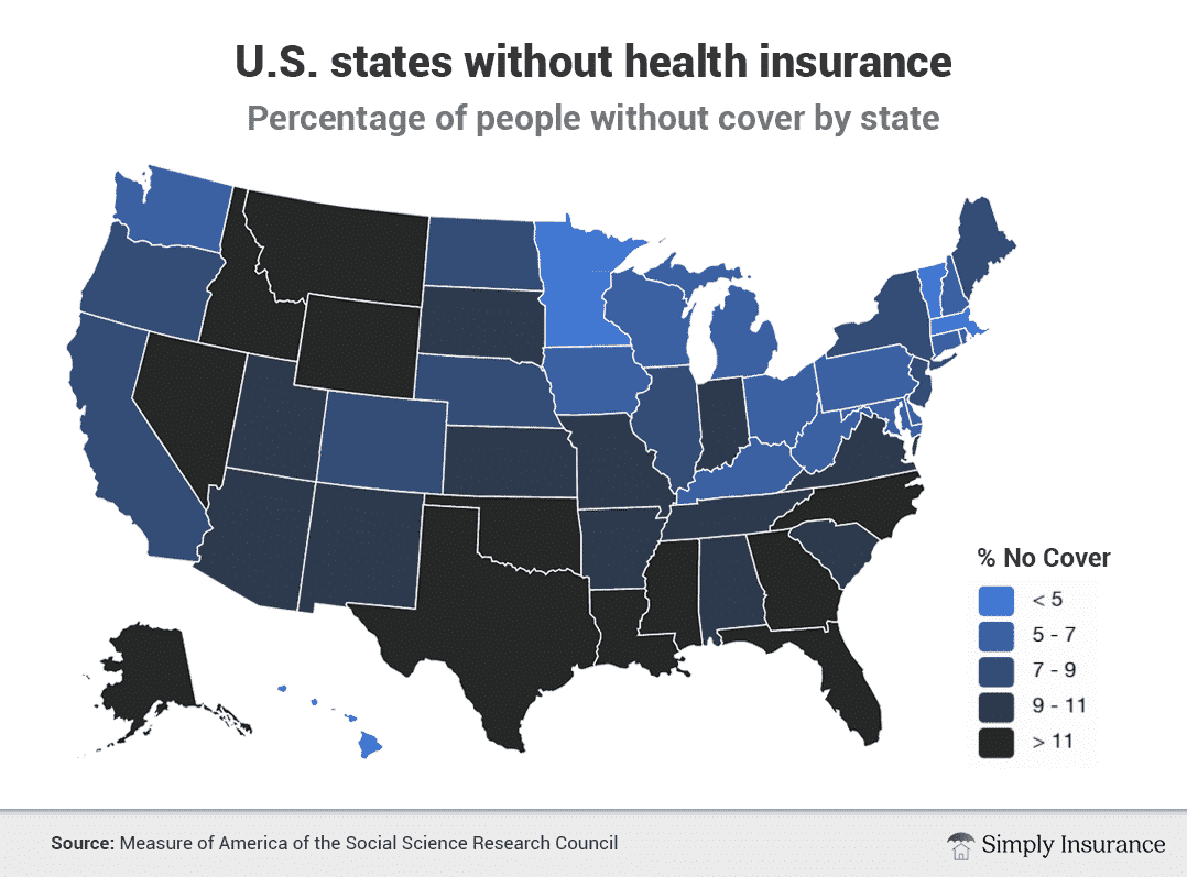 fig 11 percent of us without health insurance cover by state